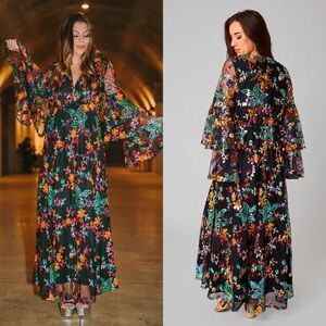 Buddy Love Vibrant Floral Maxi Dress - Black and Multicolor